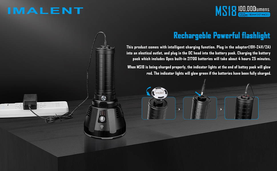 IMALENT MS18 100000 Lumens Rechargeable Flashlight, Super